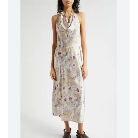NEW Vince Wild Flower Cowl Neck A-Line Midi Dress - Picture 1 of 9
